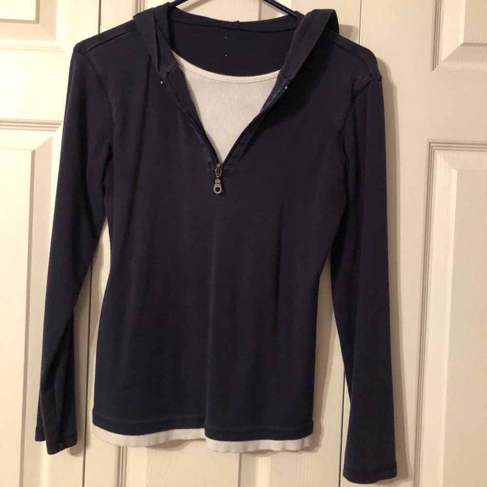 Navy Layered Casual Cotton Shirt
